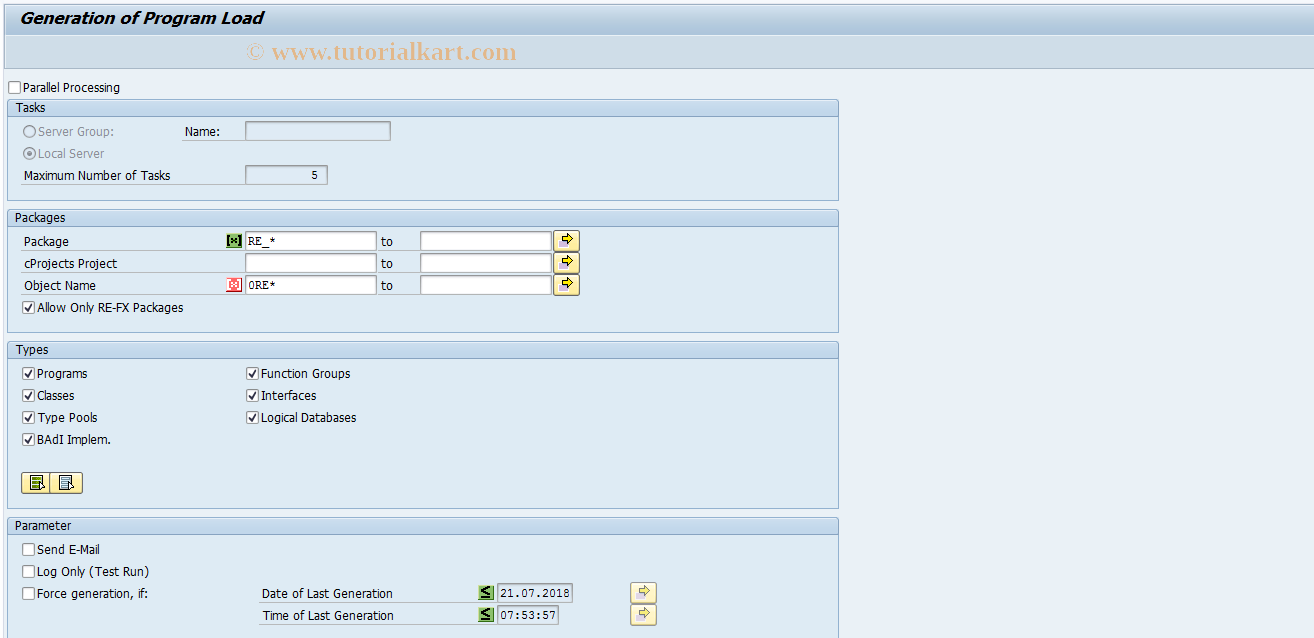 SAP TCode REDSLOADGEN - Generation of Program Loads