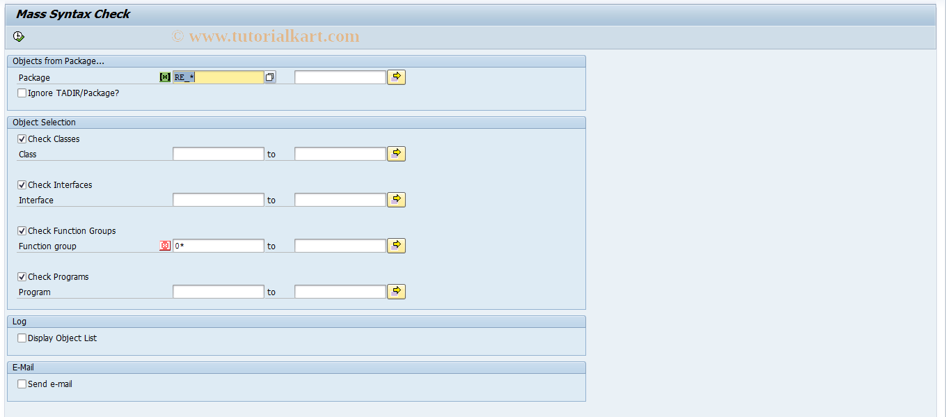 SAP TCode REDSRS01 - Mass Syntax Check