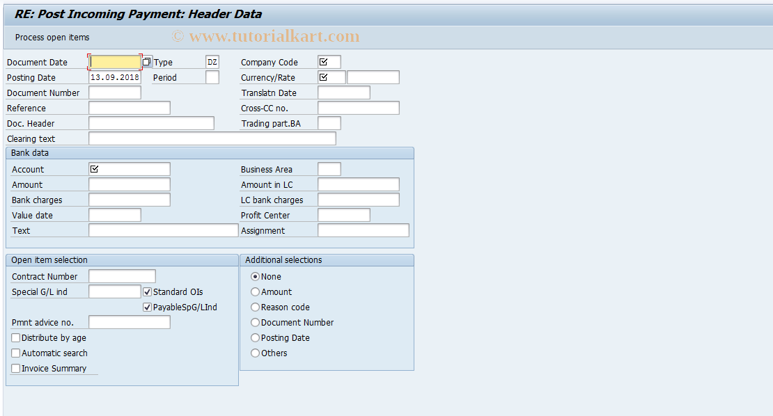 SAP TCode REEXF_28 - RE: Post Incoming Payment