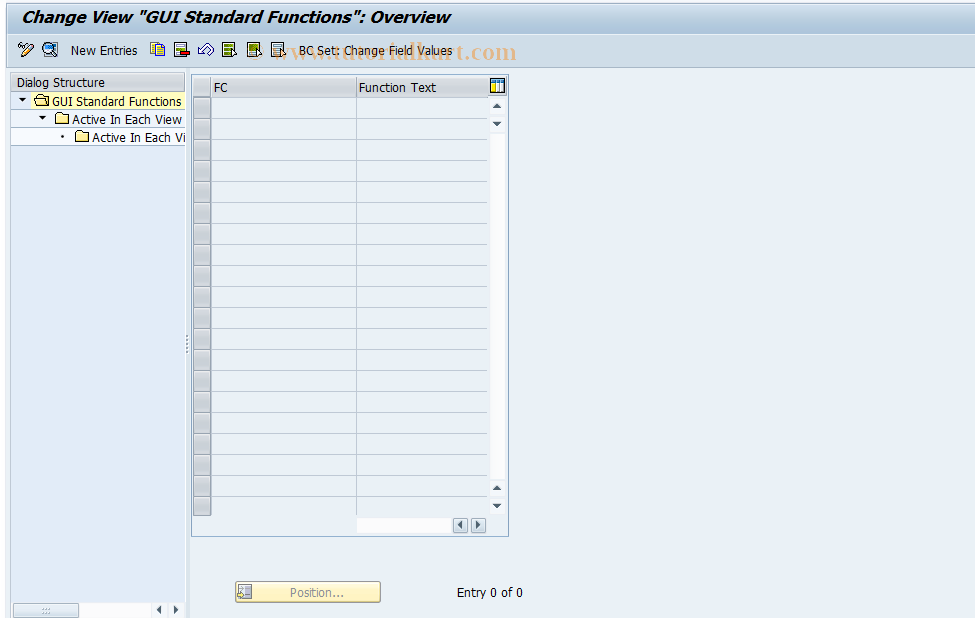 SAP TCode REGC0008 - GUI Standard Functions