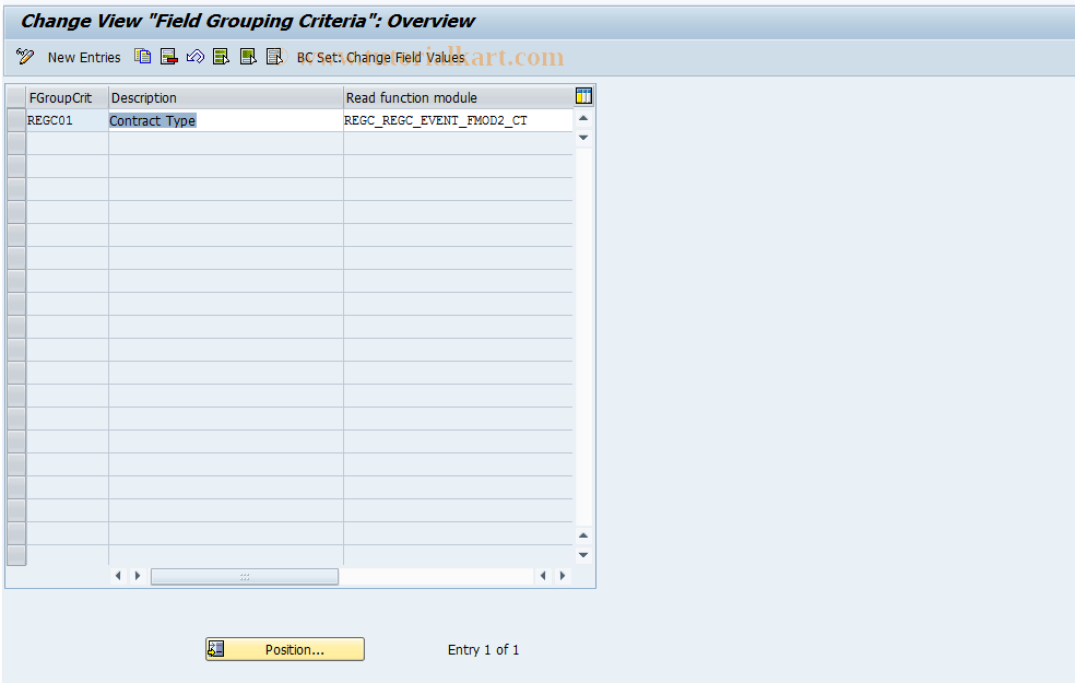 SAP TCode REGC0012 - Field Modification Criteria