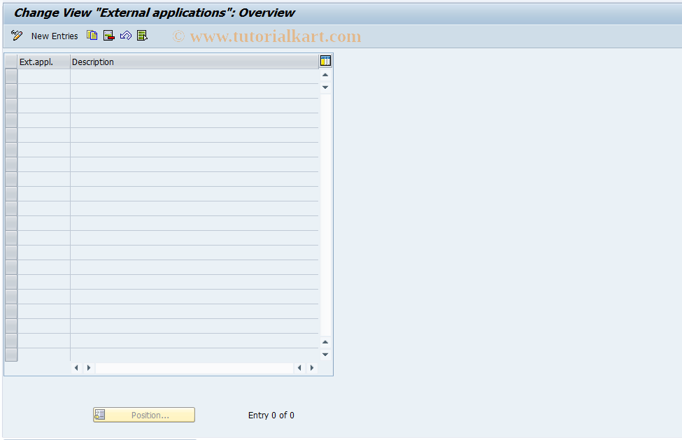 SAP TCode REGC0017 - External Applications