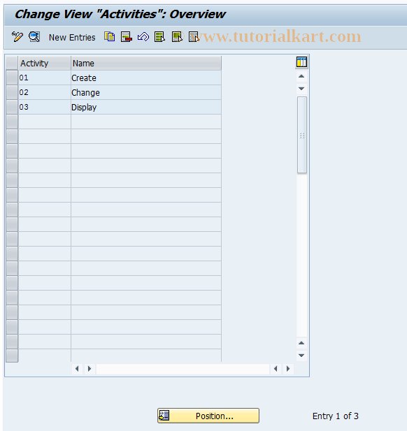 SAP TCode REGC0018 - Activities