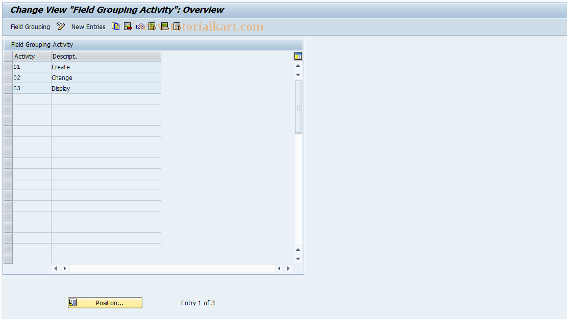 SAP TCode REGC0100 - GC: Field Modification per Activity