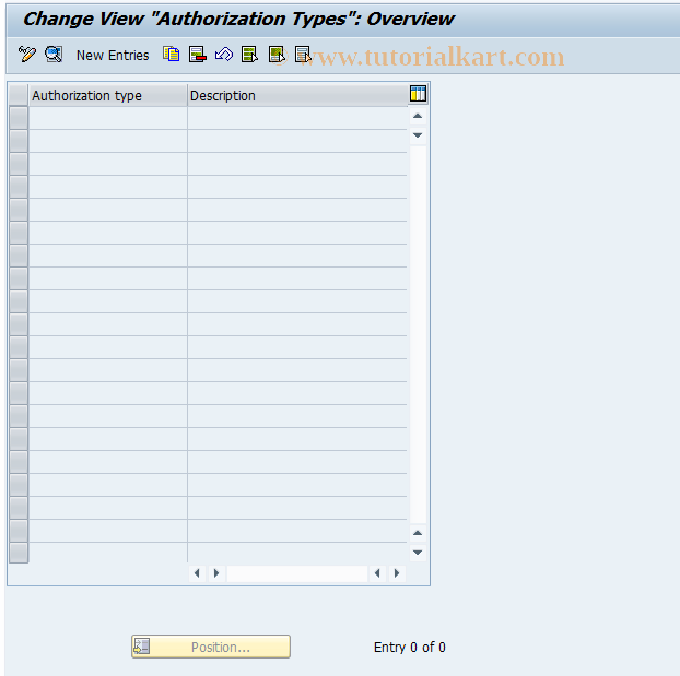 SAP TCode REGC0102 - Authorization Types
