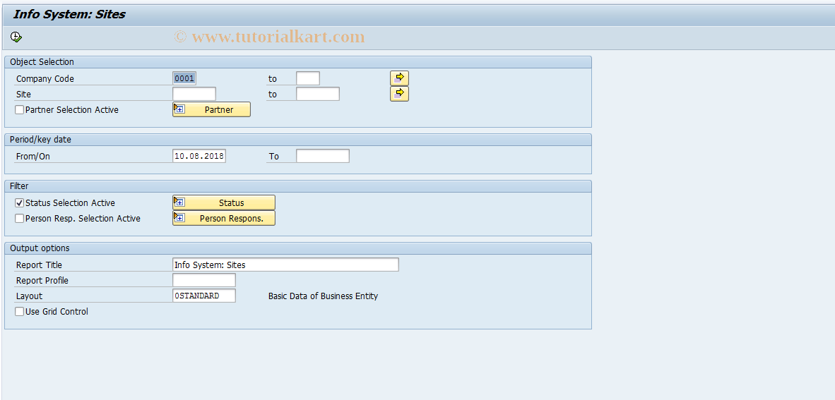 SAP TCode REISBE - Info System: Business Entities