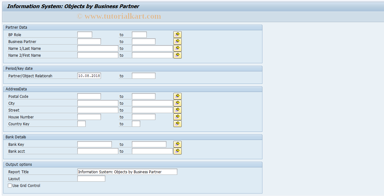 SAP TCode REISBP - Info System: Objects for Partner