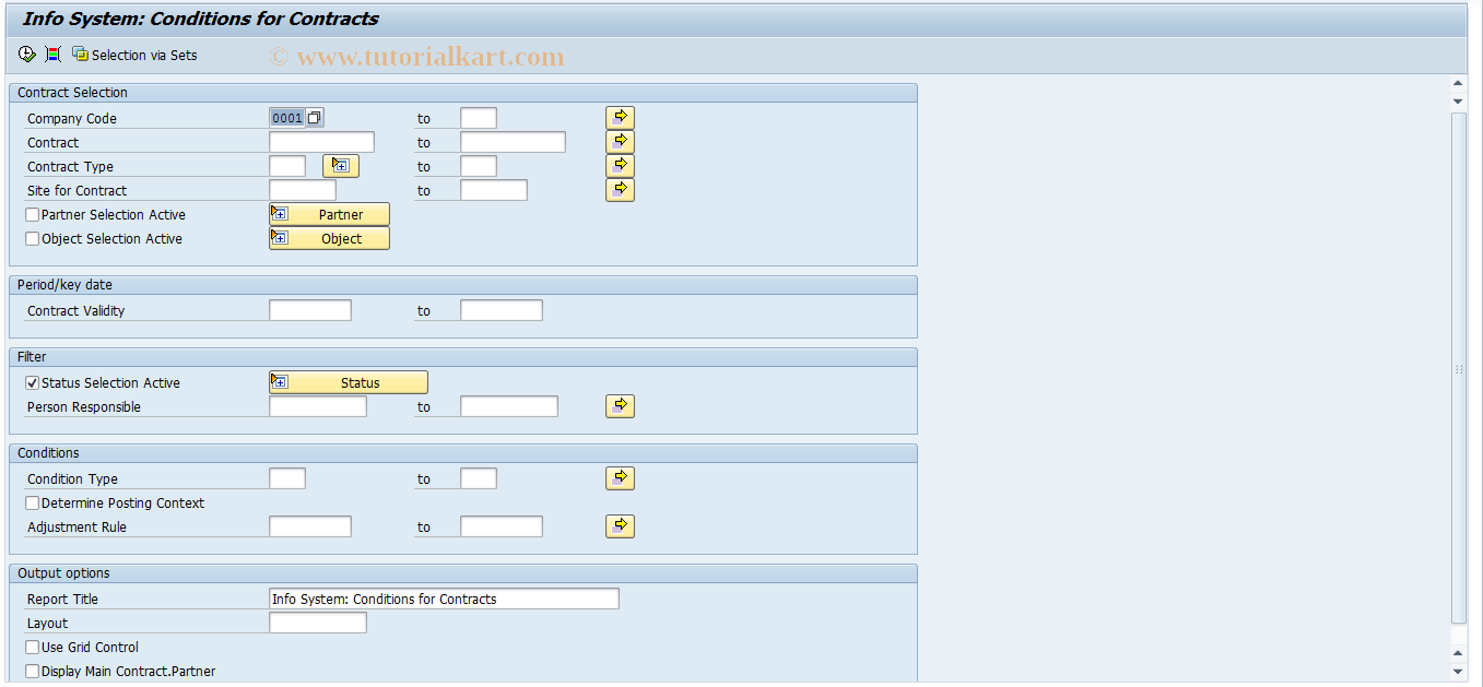 SAP TCode REISCDCNAJ - Info System: Condition /Adjustment Rule