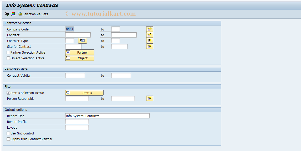 SAP TCode REISCN - Info System: Contracts