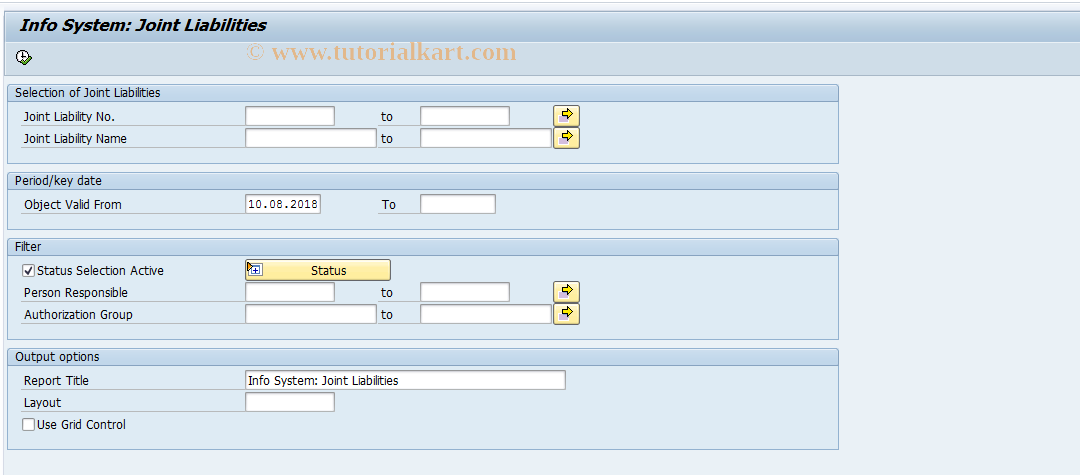 SAP TCode REISJL - Info System: Joint Liability