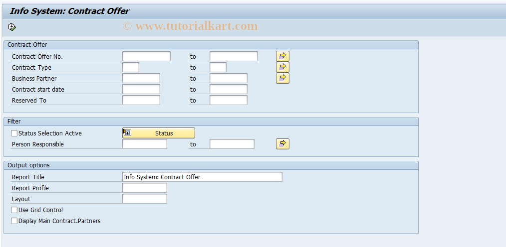 SAP TCode REISOF - Info System: Contract Offer
