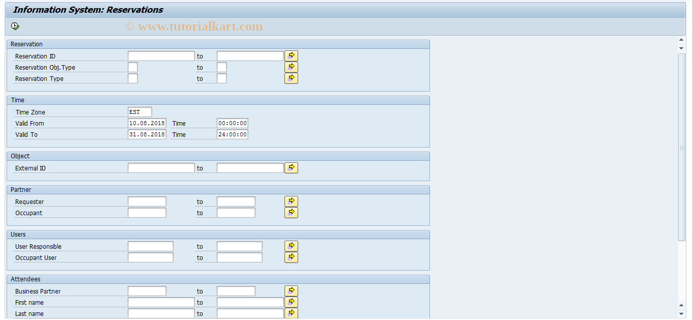 SAP TCode REISRS - Information System: Reservations