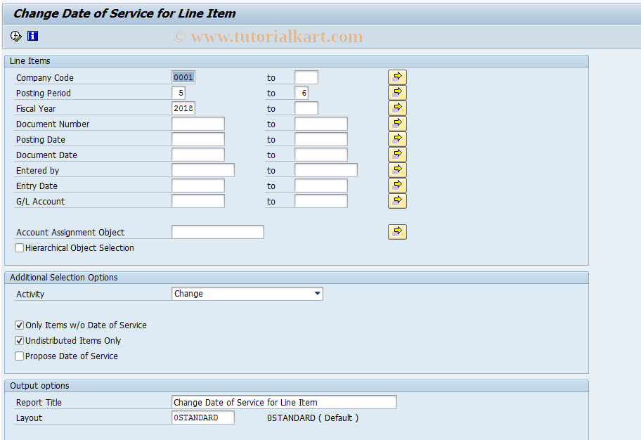 SAP TCode REITDOSCHANGE - Change Date of Service