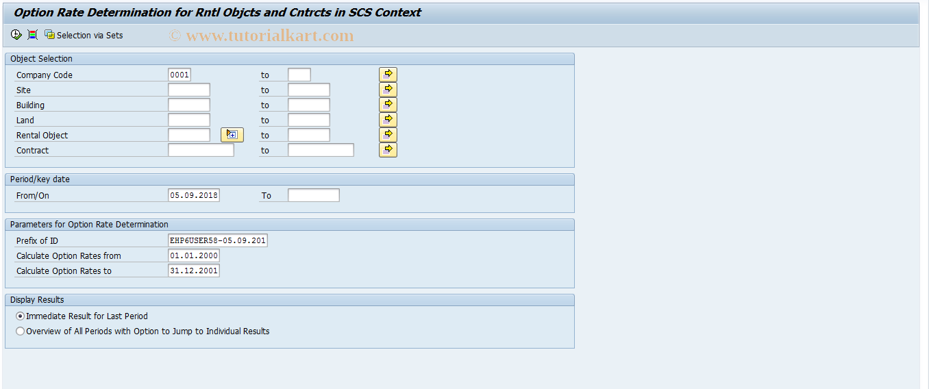 SAP TCode REITORCALCSCS - Option Rate Determination for SCS