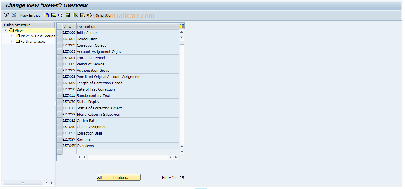 SAP TCode REITTC0003 - TC: Views