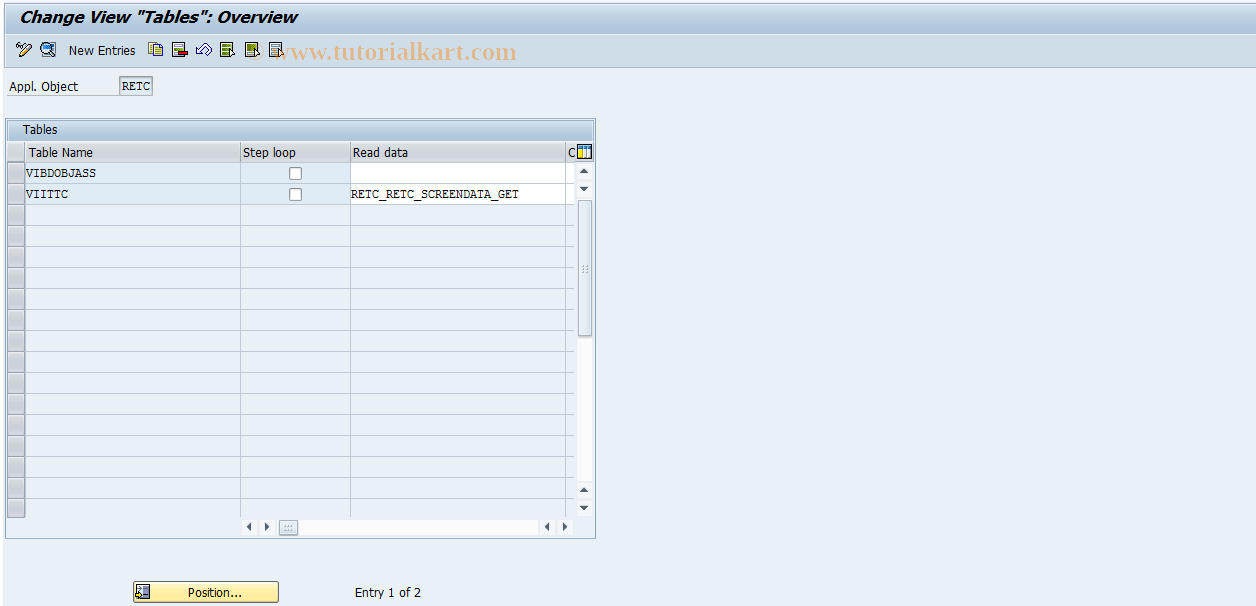 SAP TCode REITTC0016 - TC: Tables