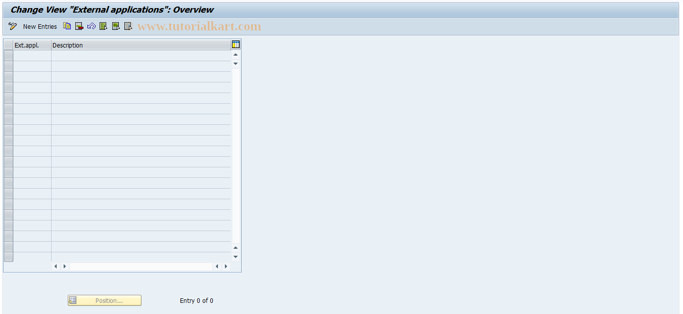 SAP TCode REITTC0017 - TC: External Applications