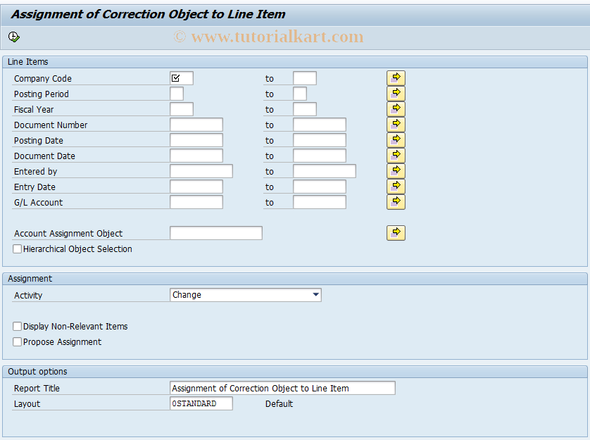 SAP TCode REITTCASSIGN - Assign Correction Objects