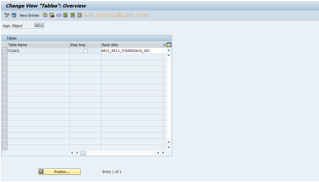 SAP TCode RELML50016 - L5: Tables