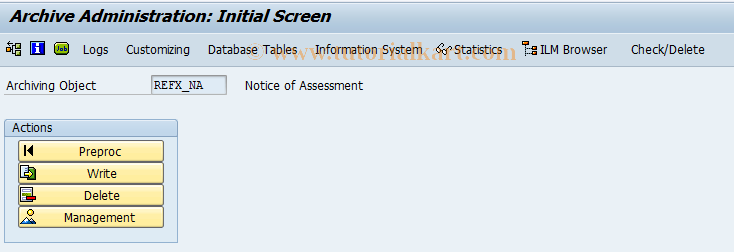 SAP TCode RELMNAAR - Archive Notices of Assessment