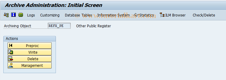 SAP TCode RELMPEAR - Archive Other Public Registers
