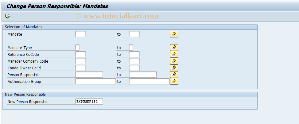 SAP TCode REMMMNRP - Change Pers. Responsible: Mandates