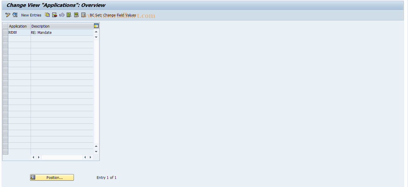 SAP TCode REMN0001 - MN: Applications