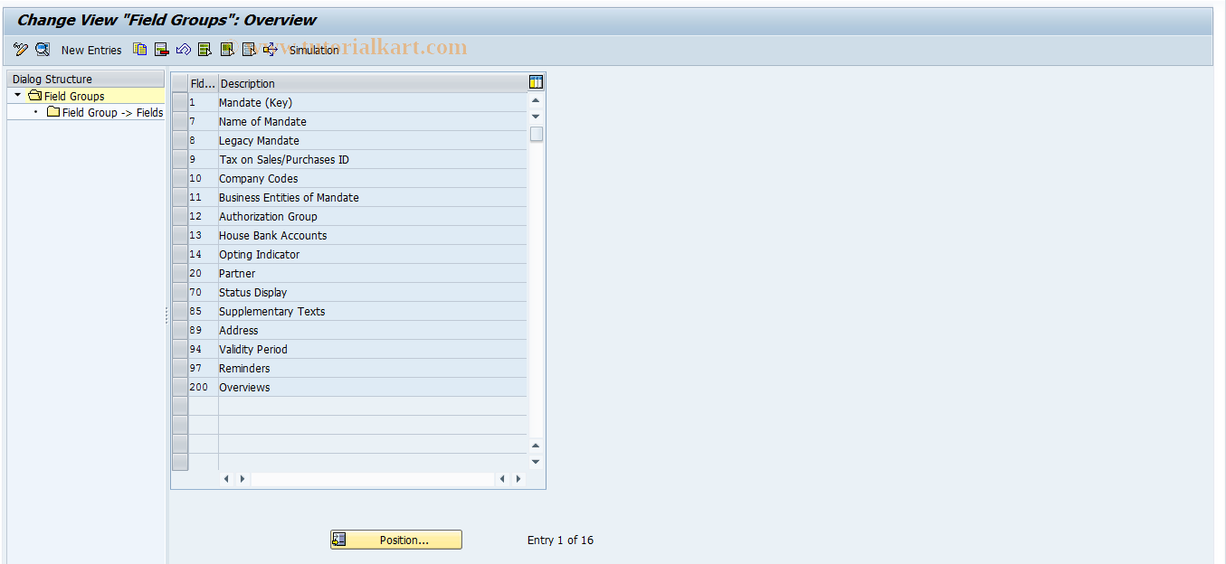 SAP TCode REMN0002 - MN: Field Groups