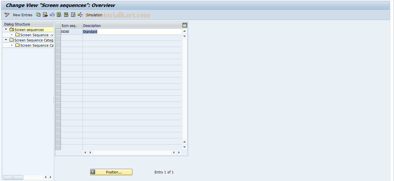 SAP TCode REMN0006 - MN: Screen Sequences