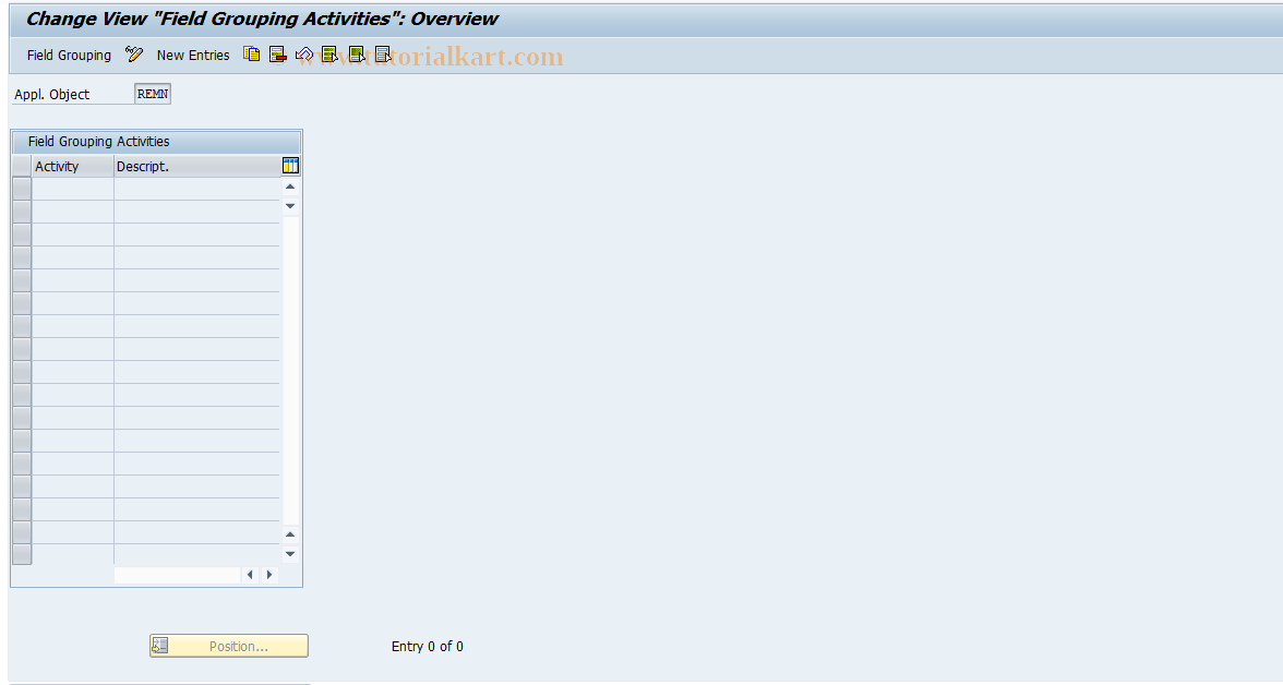 SAP TCode REMN0019 - MN: Field Mod. per Activity (Control