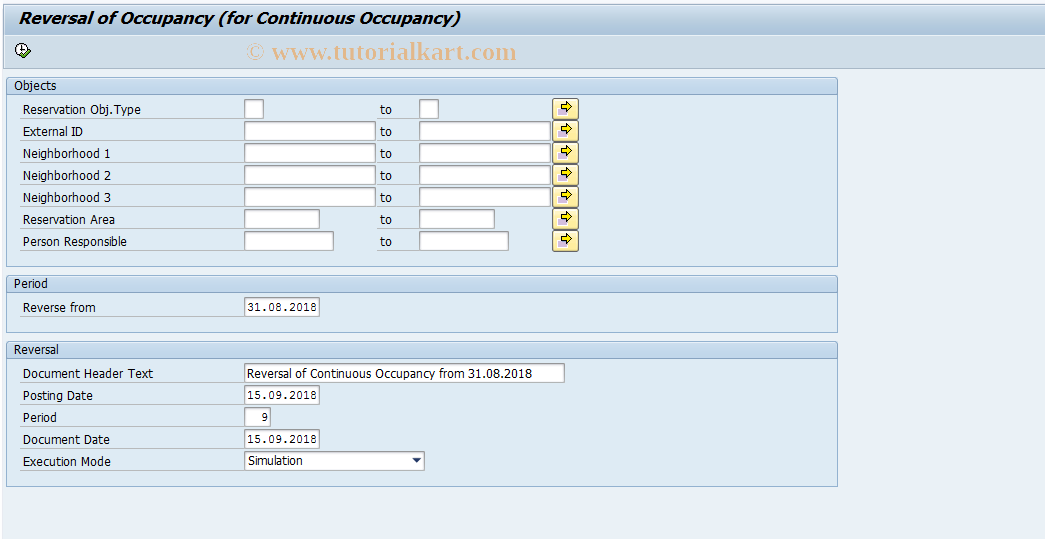 SAP TCode REORCOSTPOSTPORV - Reversal of Cont. Occupancy