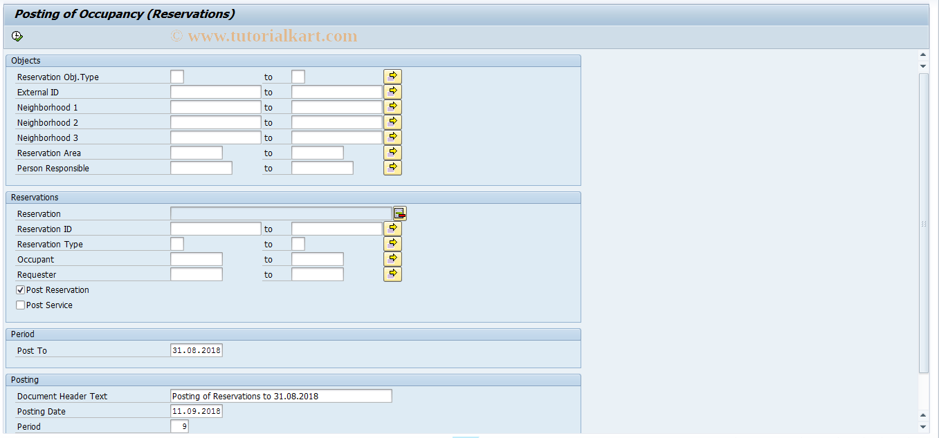 SAP TCode REORCOSTPOSTRS - Posting of Reservations