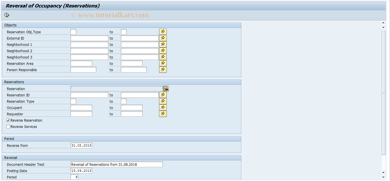 SAP TCode REORCOSTPOSTRSRV - Reversal of Reservations