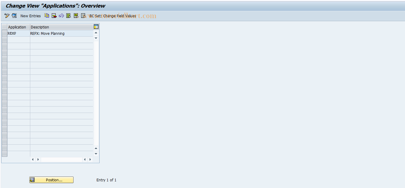 SAP TCode REORMP0001 - MP: Applications