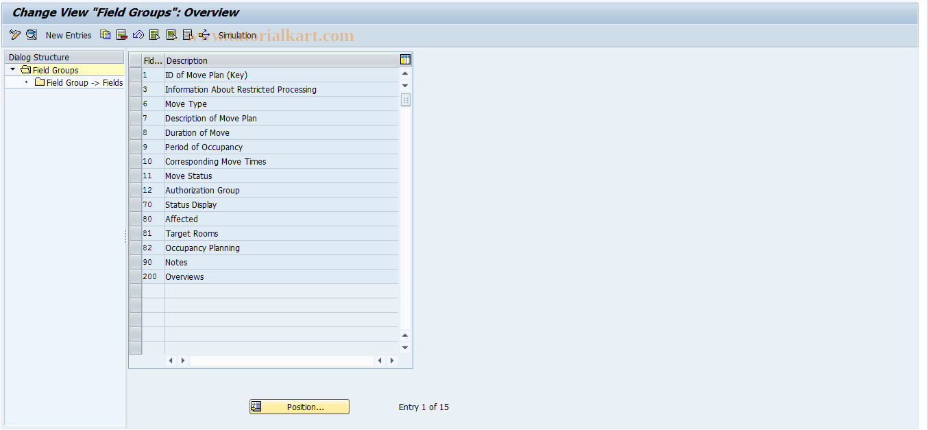 SAP TCode REORMP0002 - MP: Field Groups