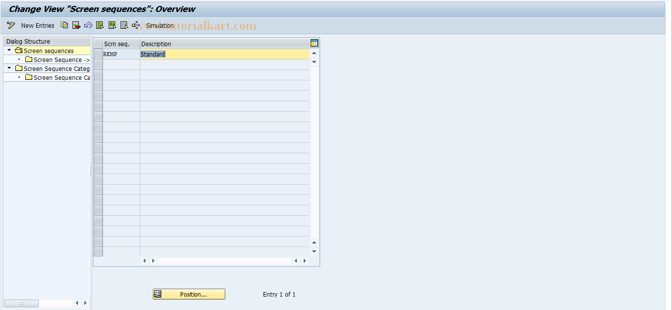 SAP TCode REORMP0006 - MP: Screen Sequences