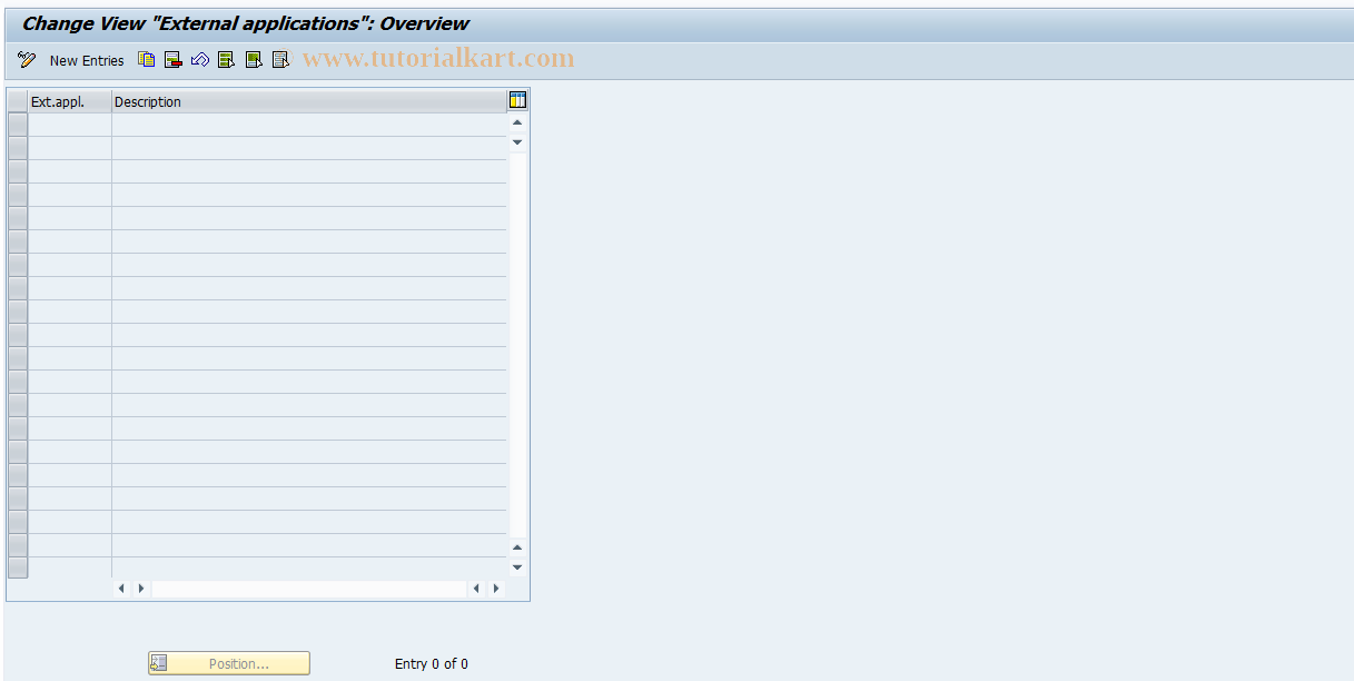 SAP TCode REORMP0017 - MP: External Applications