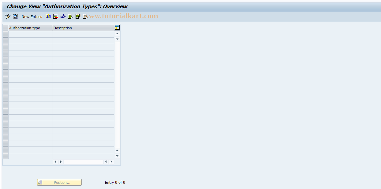 SAP TCode REORMP0102 - MP: Authorization Types