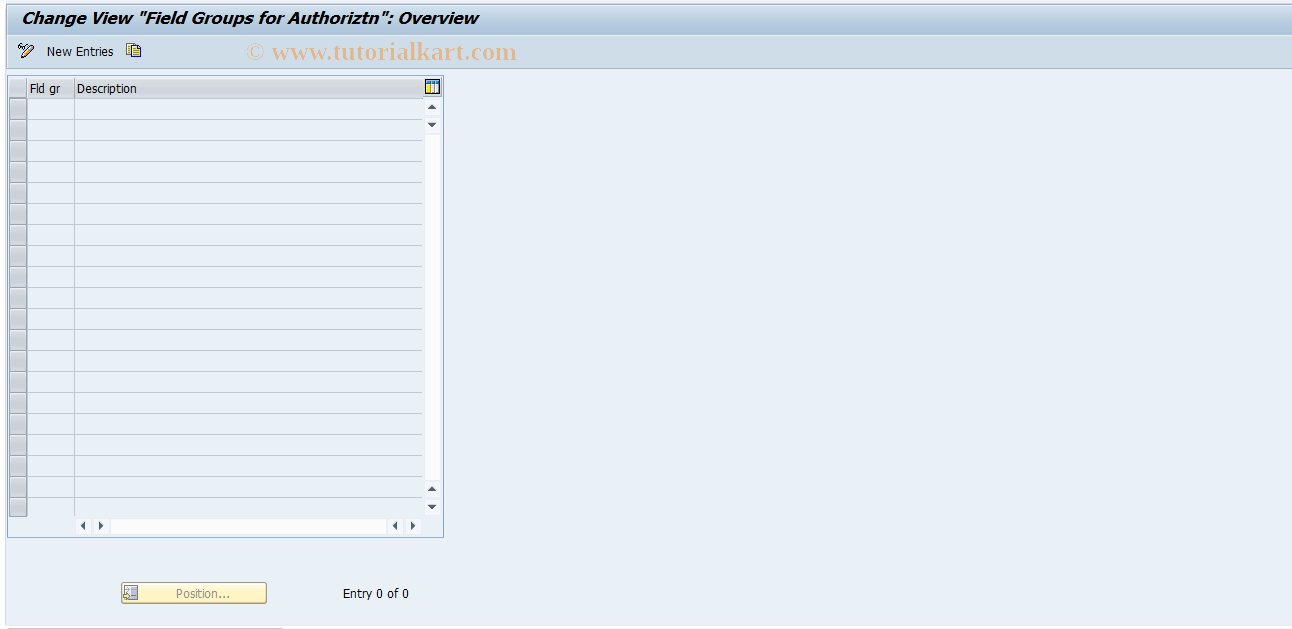 SAP TCode REORMP0103 - MP: Field Groups for Authorization