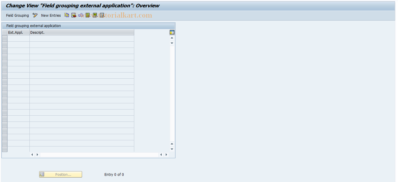 SAP TCode REORMP0105 - MP: Field Mod. per External  Application