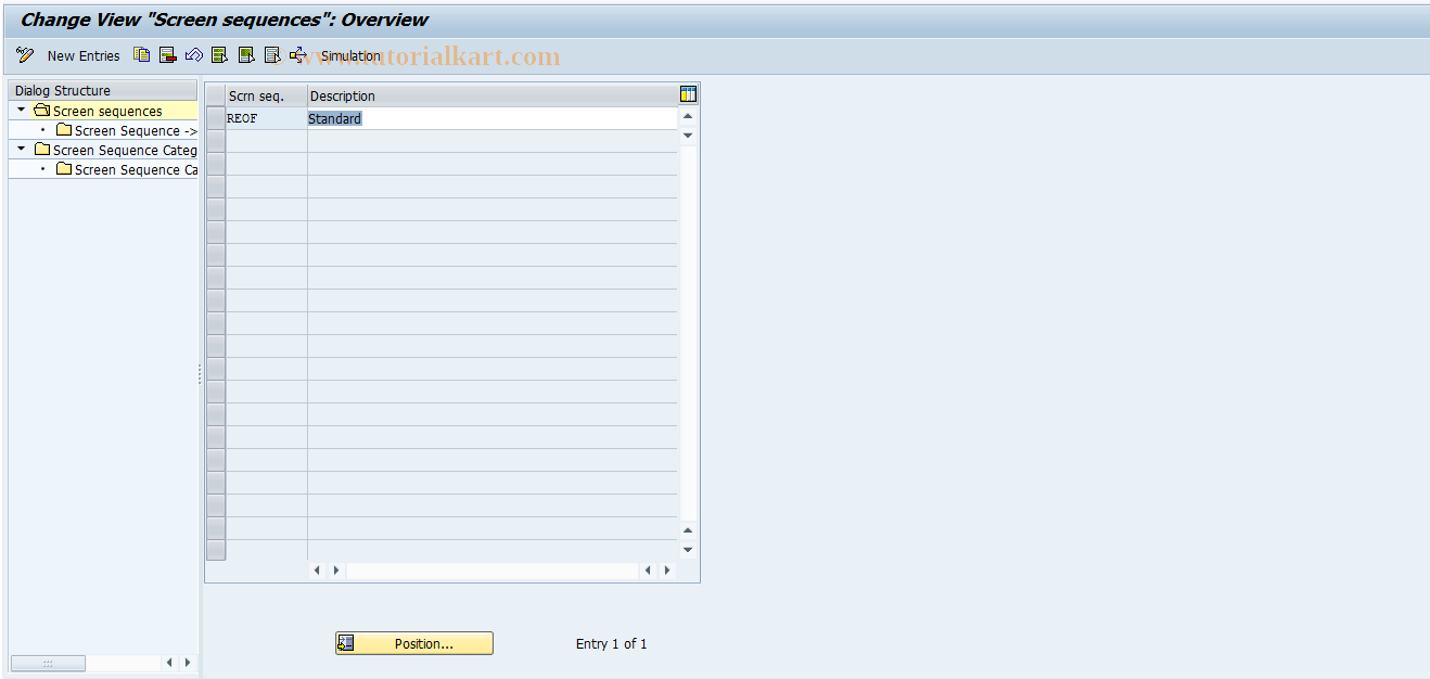 SAP TCode REOROF0006 - OF: Screen Sequences