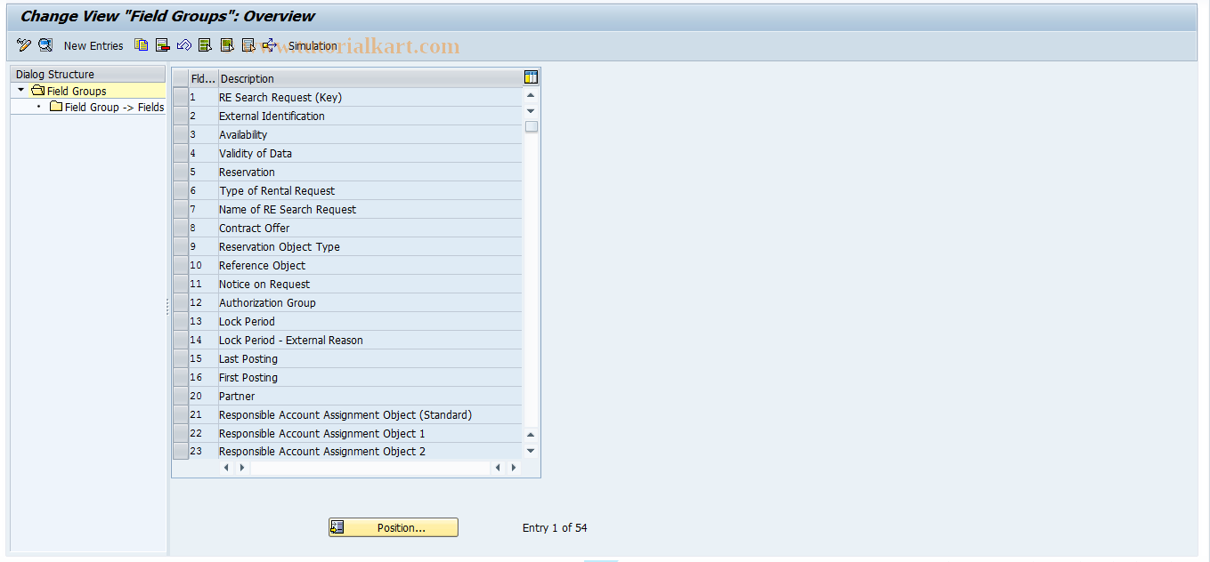 SAP TCode REOROO0002 - OO: Field Groups