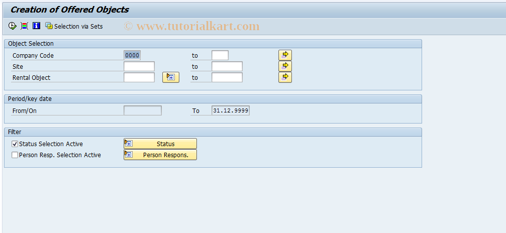 SAP TCode REOROOCREATE - Creation of Offered Objects