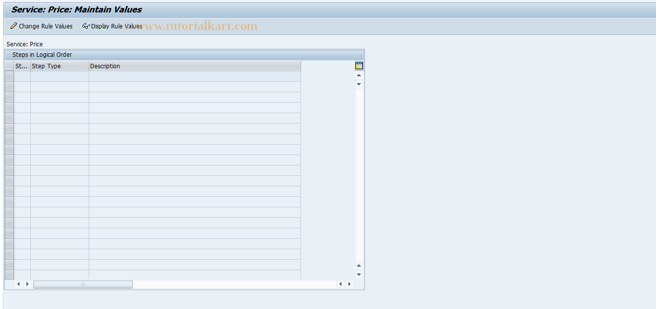 SAP TCode REORPDSRV2 - Price of Service: Derivation