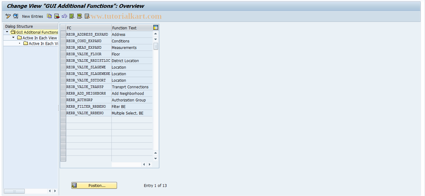 SAP TCode REORRR0009 - RR: CUA Additional Functions