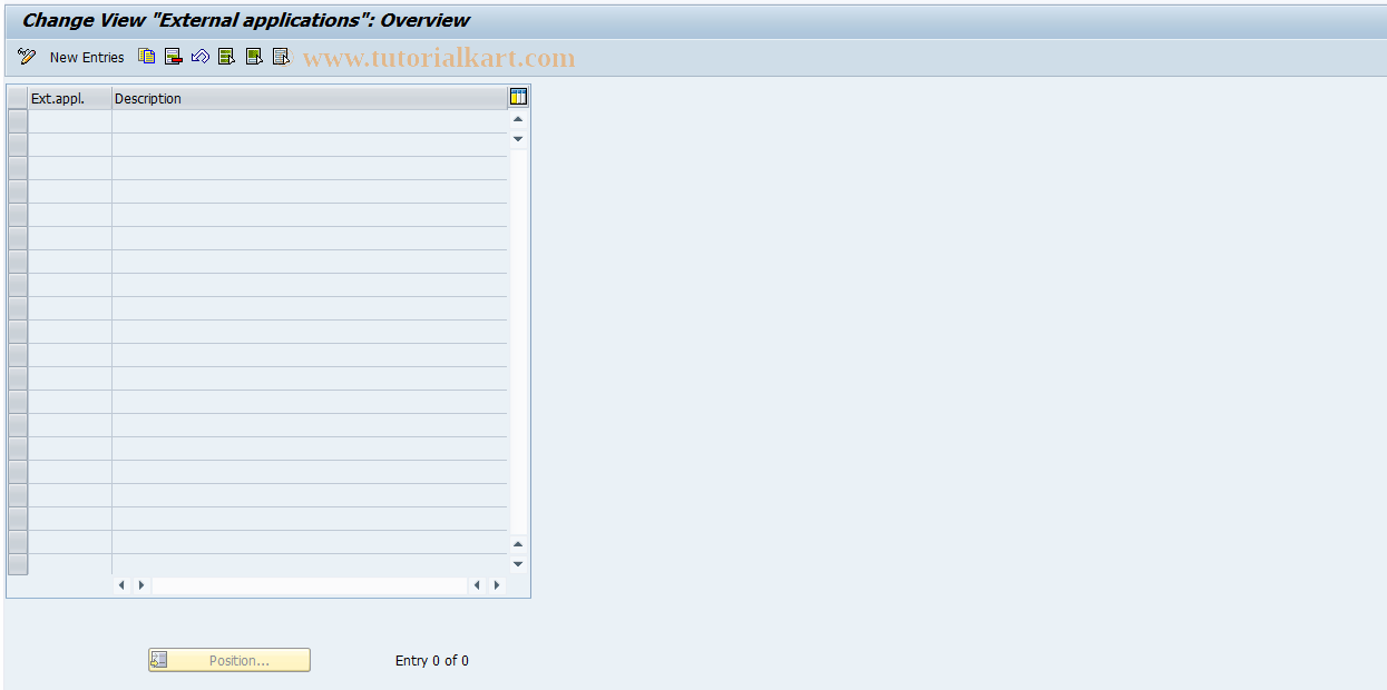 SAP TCode REORRR0017 - RR: External Applications