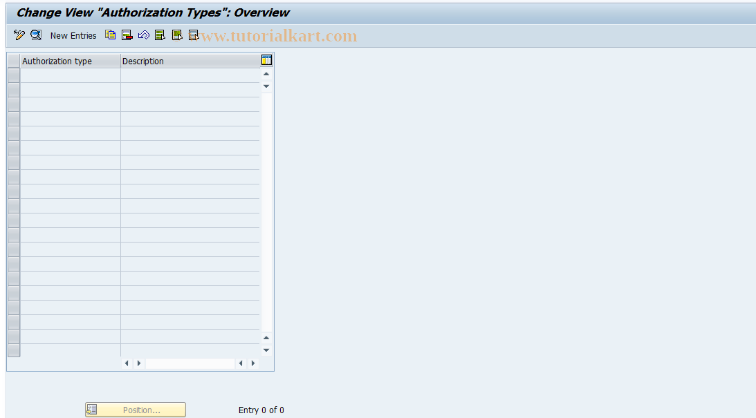 SAP TCode REORRR0102 - RR: Authorization Types
