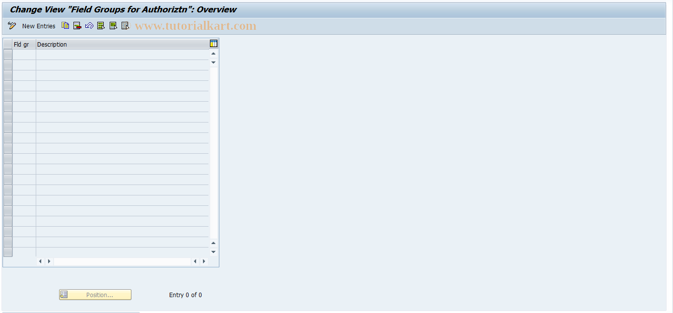 SAP TCode REORRR0103 - RR: Field Groups for Authorization