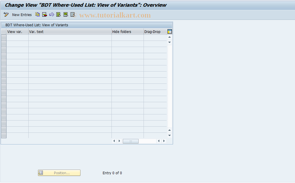 SAP TCode REORRR0107 - RR: Where-Used List: Views