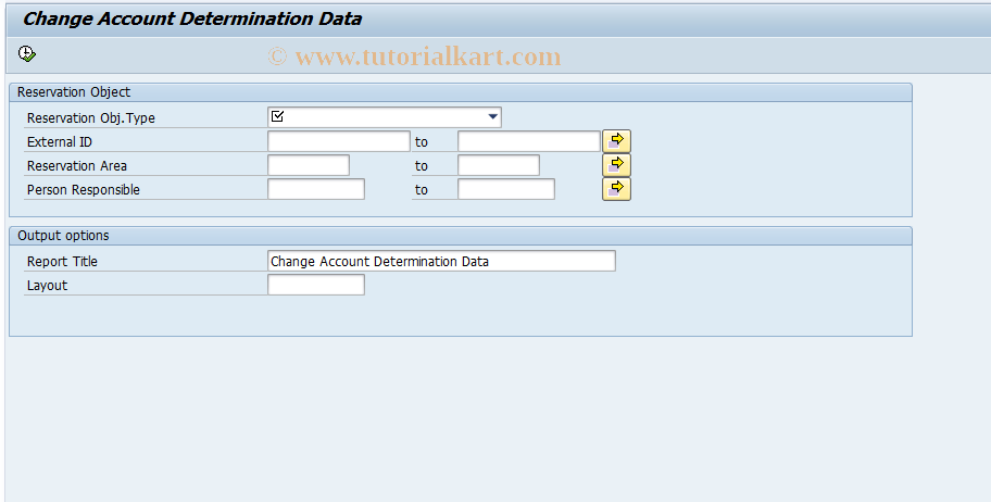 SAP TCode REORRSOBJCOST - Change Account Determination Data